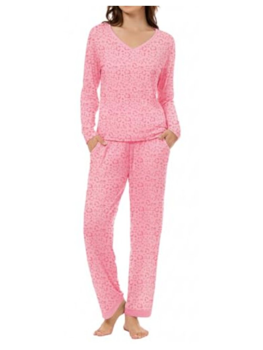 Bamboo Viscose Pajama Set Women V Neck 2 Piece Sleepwear